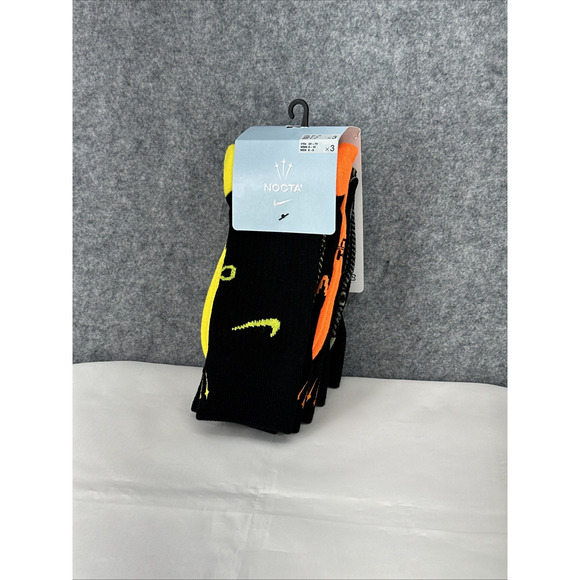 Nike x Nocta Drake DRI-FIT Crew Socks 3 Pack Black Men's Size 6-8 DD9240-909 - Picture 1 of 11